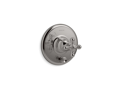 KOHLER K-T72768-3 Artifacts Rite-Temp valve trim with push-button diverter and cross handle, vibrant titanium