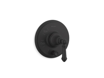 KOHLER K-T72768-4 Artifacts Rite-Temp valve trim with push-button diverter and lever handle, matte black