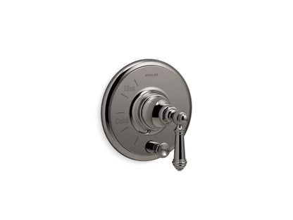 KOHLER K-T72768-4 Artifacts Rite-Temp valve trim with push-button diverter and lever handle, vibrant titanium