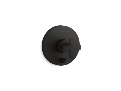 KOHLER K-T73117-3 Composed Rite-Temp Valve Trim with Push-button Diverter and Cross Handle, matte black
