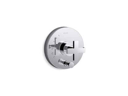 KOHLER K-T73117-3 Composed Rite-Temp Valve Trim with Push-button Diverter and Cross Handle, polished chrome