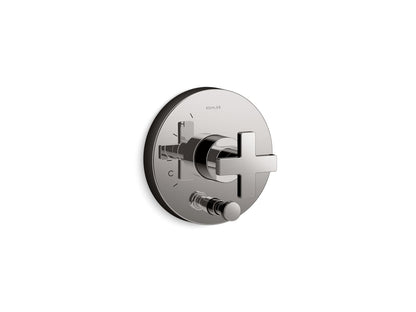 KOHLER K-T73117-3 Composed Rite-Temp Valve Trim with Push-button Diverter and Cross Handle, vibrant titanium