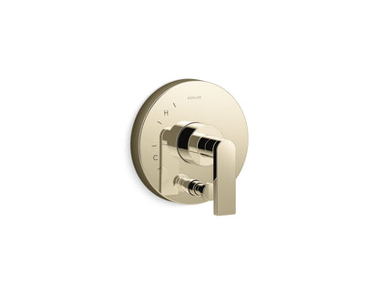 KOHLER K-T73117-4 Composed Rite-Temp Valve Trim with Push-button Diverter and Lever Handle, vibrant french gold