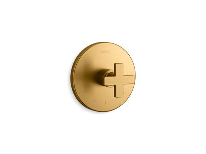 KOHLER K-T73133-3 Composed MasterShower Temperature Control Valve Trim with Cross Handle, vibrant brushed moderne brass