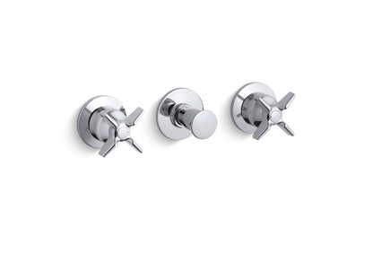 KOHLER K-T7751-3 Triton Wall-mount valve trim with push button diverter and cross handles, requires valve, polished chrome
