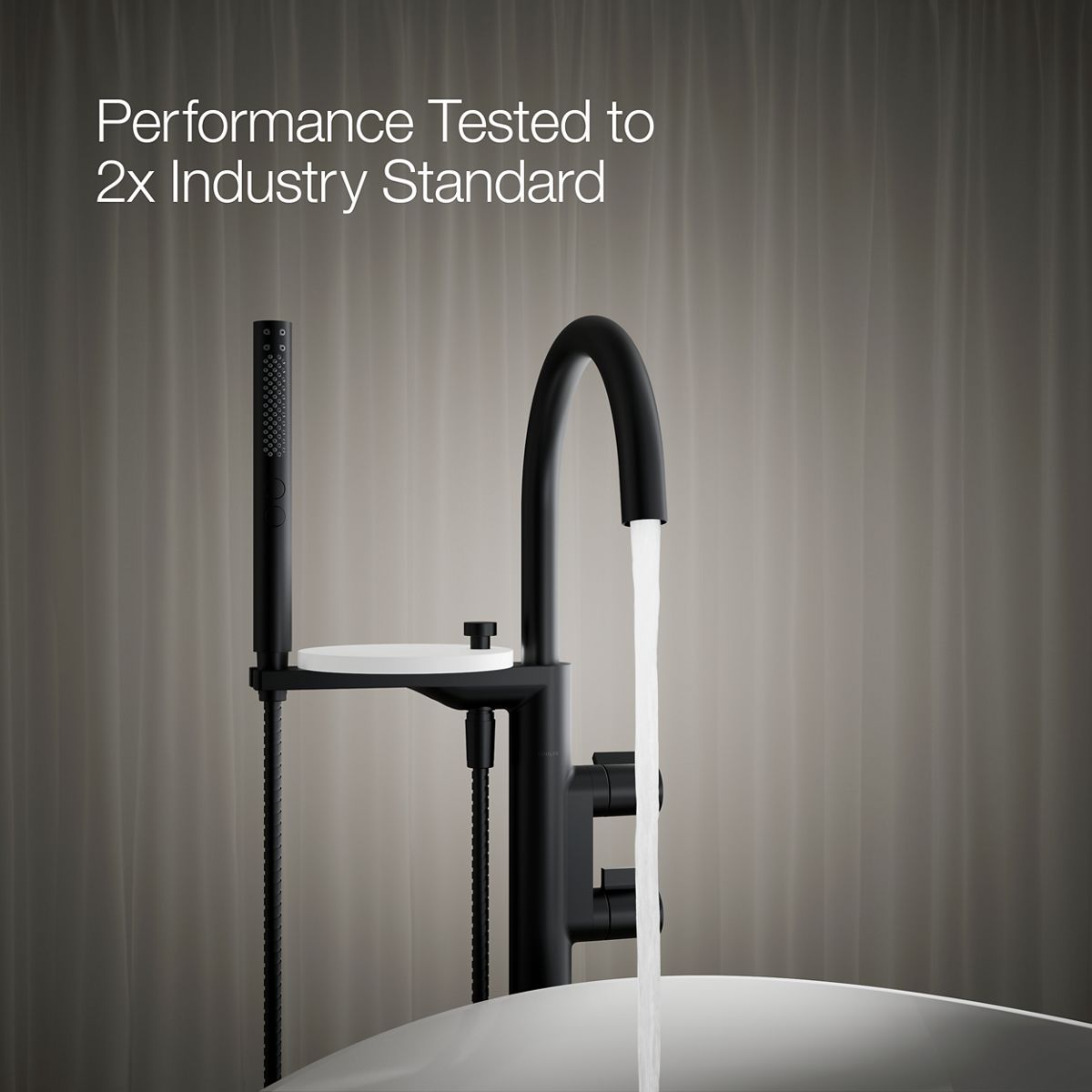 KOHLER K-T77984-4 Components Floor-mount bath filler trim with lever handles and handshower