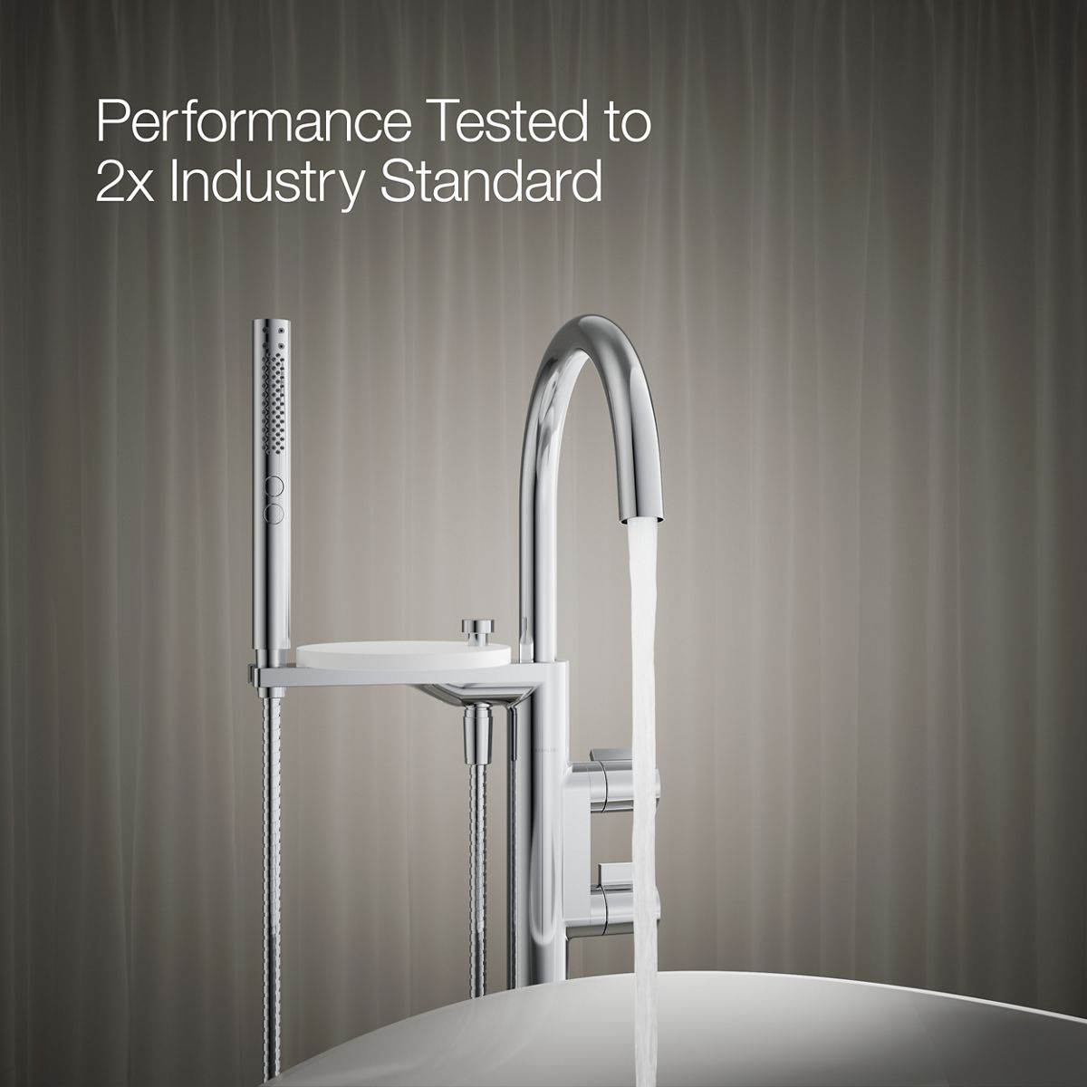 KOHLER K-T77984-4 Components Floor-mount bath filler trim with lever handles and handshower