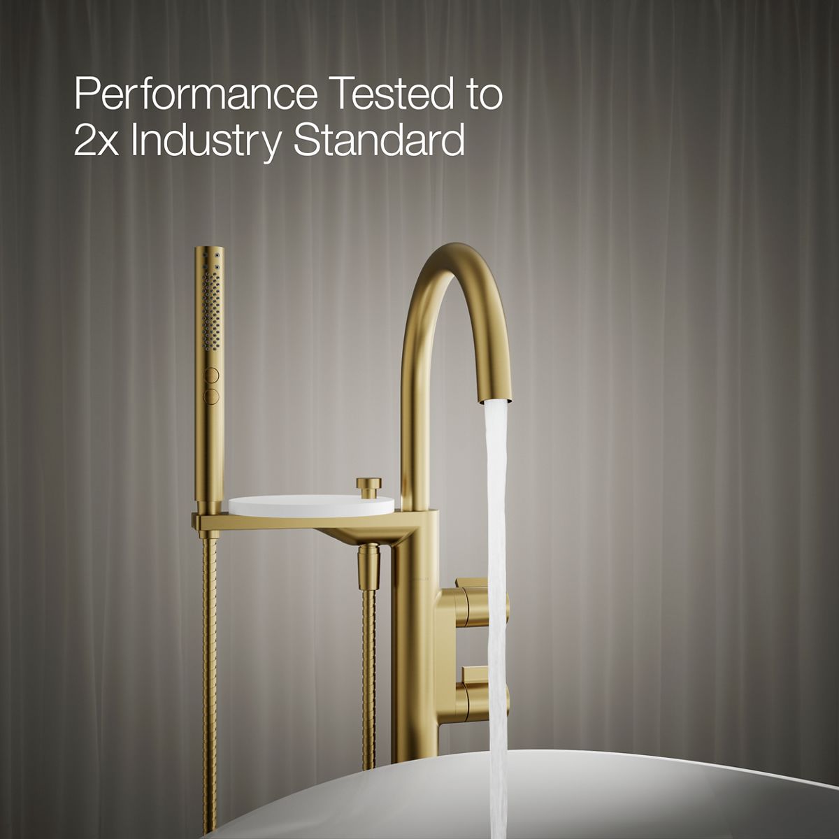 KOHLER K-T77984-4 Components Floor-mount bath filler trim with lever handles and handshower