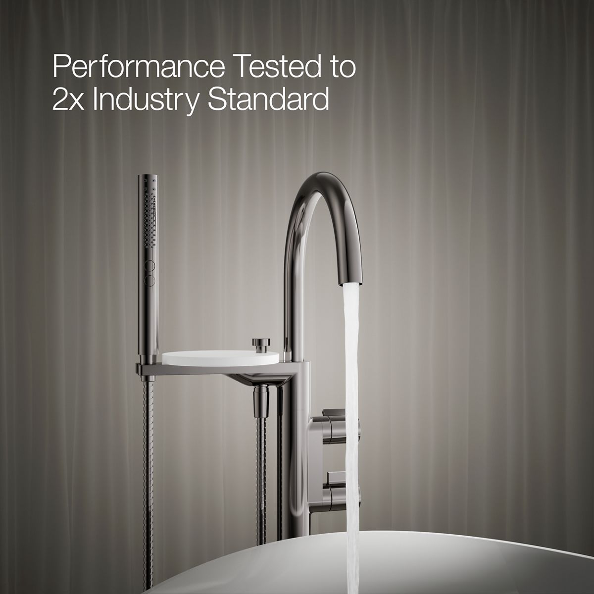KOHLER K-T77984-4 Components Floor-mount bath filler trim with lever handles and handshower