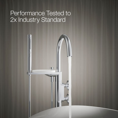KOHLER Components Floor-mount bath filler trim with industrial handles and handshower