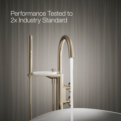 KOHLER Components Floor-mount bath filler trim with industrial handles and handshower