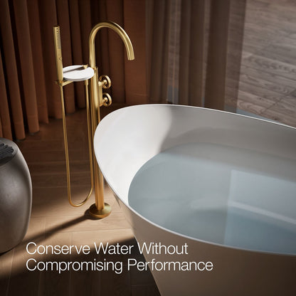 KOHLER Components Floor-mount bath filler trim with industrial handles and handshower