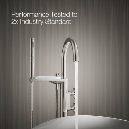 KOHLER Components Floor-mount bath filler trim with industrial handles and handshower