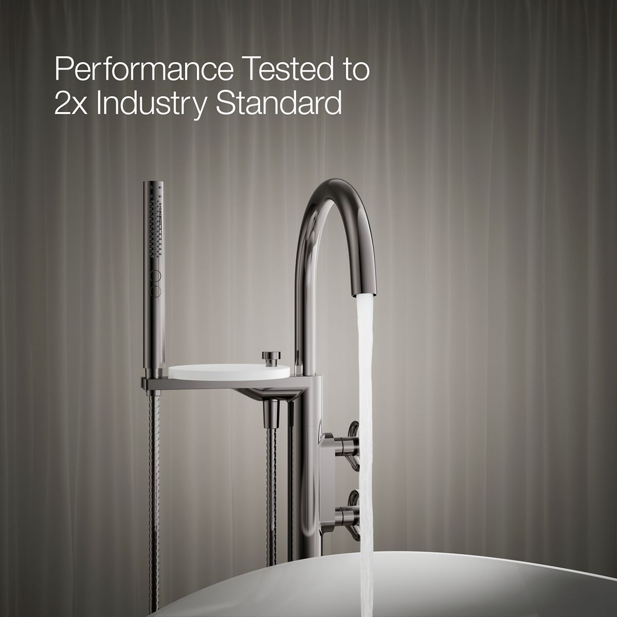 KOHLER Components Floor-mount bath filler trim with industrial handles and handshower