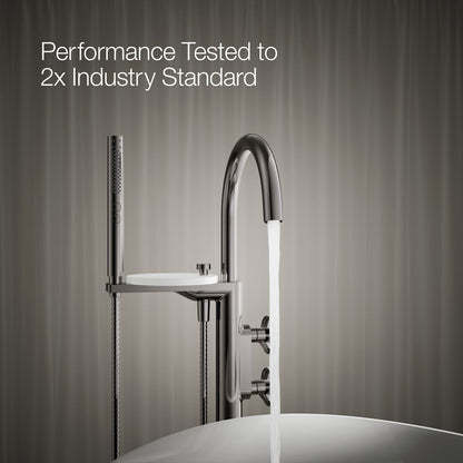 KOHLER Components Floor-mount bath filler trim with industrial handles and handshower