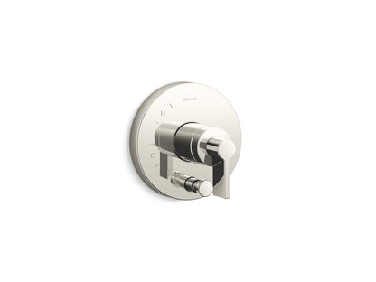 KOHLER K-T78016-4 Components Rite-Temp Valve Trim with Lever Handle and Diverter, vibrant polished nickel