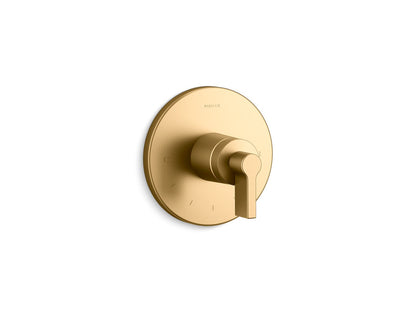 KOHLER K-T78027-4 Components MasterShower Temperature Control Valve Trim with Lever Handle, vibrant brushed moderne brass