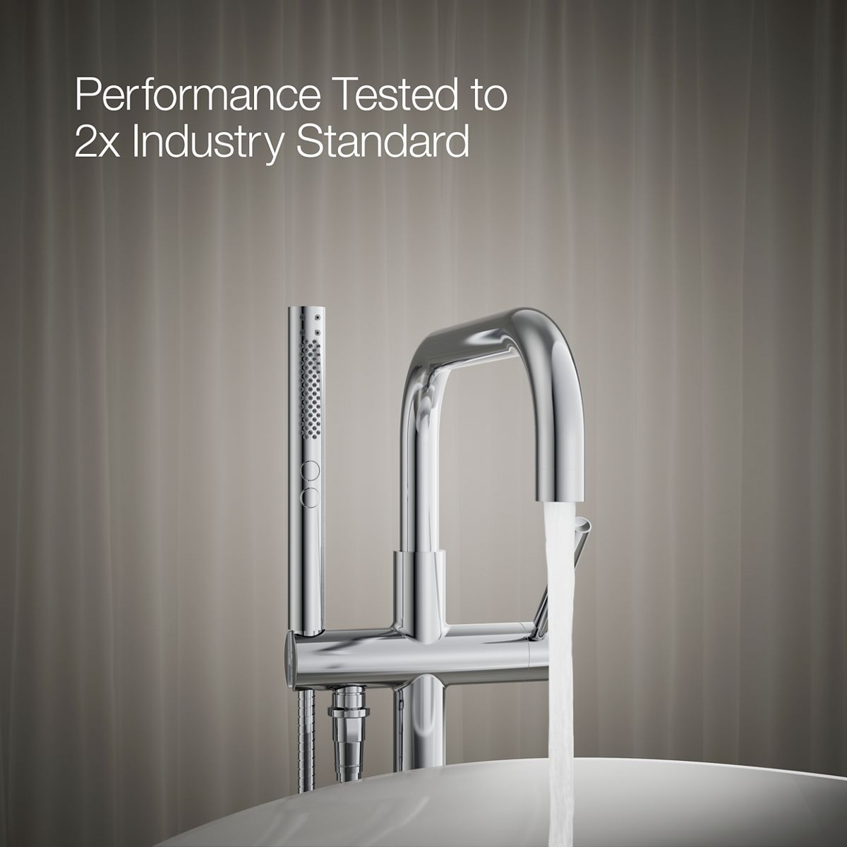 KOHLER K-T97328-4 Purist Floor-mount bath filler trim with handshower