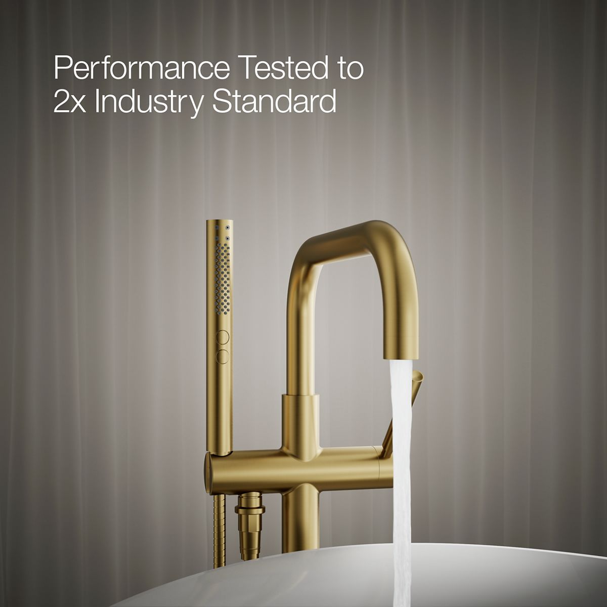 KOHLER K-T97328-4 Purist Floor-mount bath filler trim with handshower
