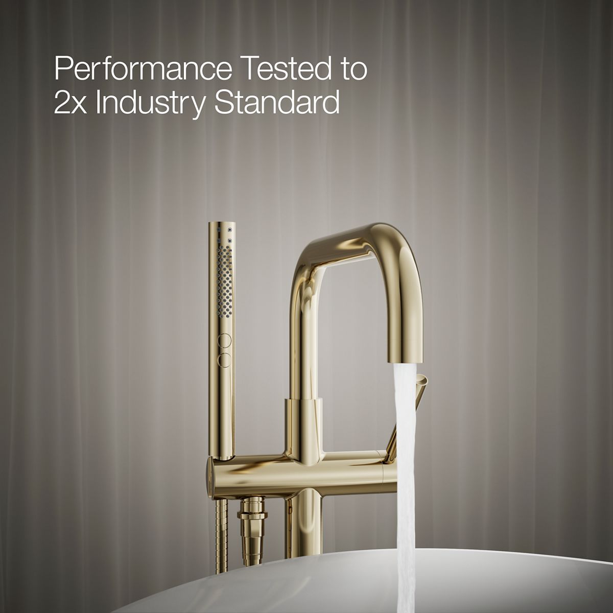 KOHLER K-T97328-4 Purist Floor-mount bath filler trim with handshower