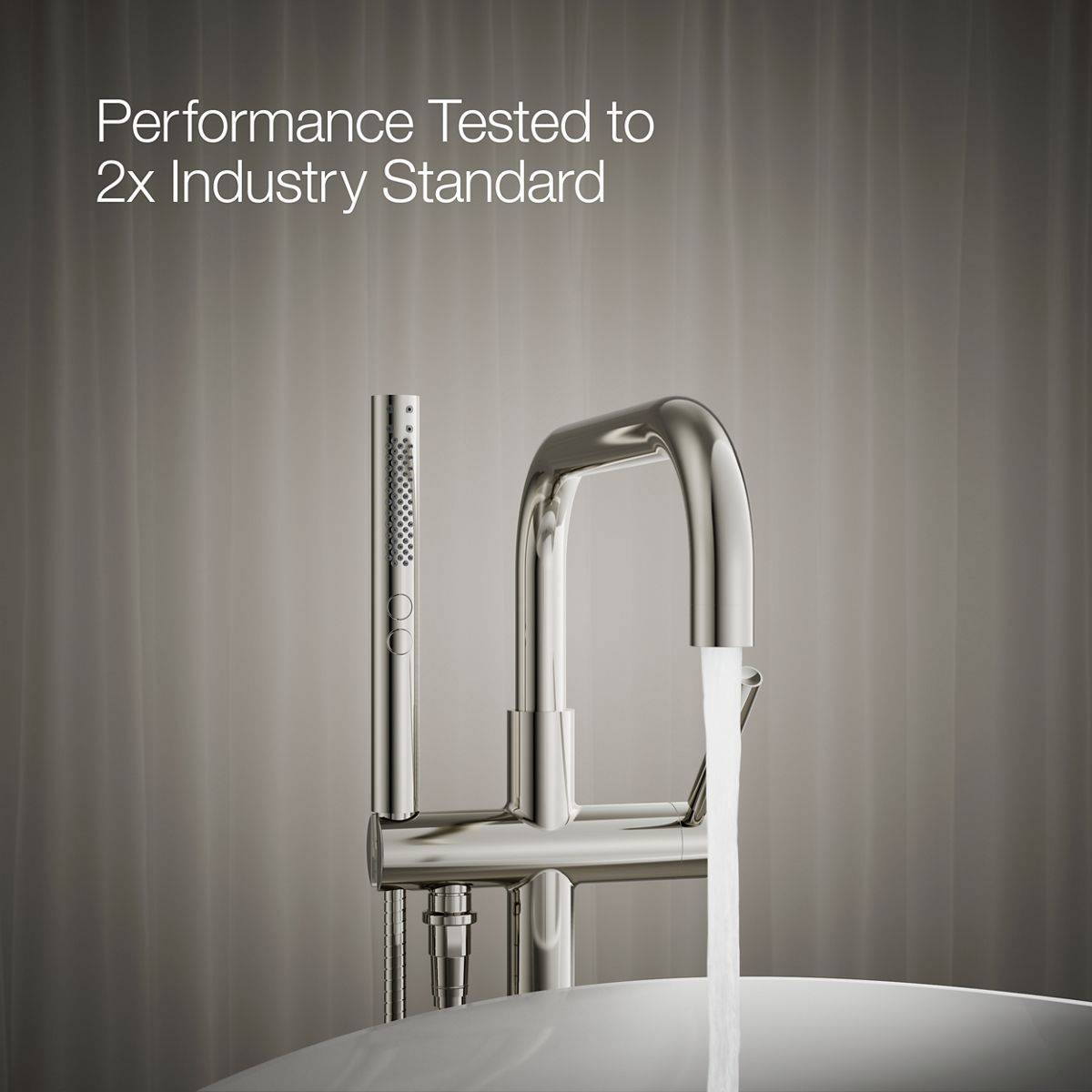 KOHLER K-T97328-4 Purist Floor-mount bath filler trim with handshower