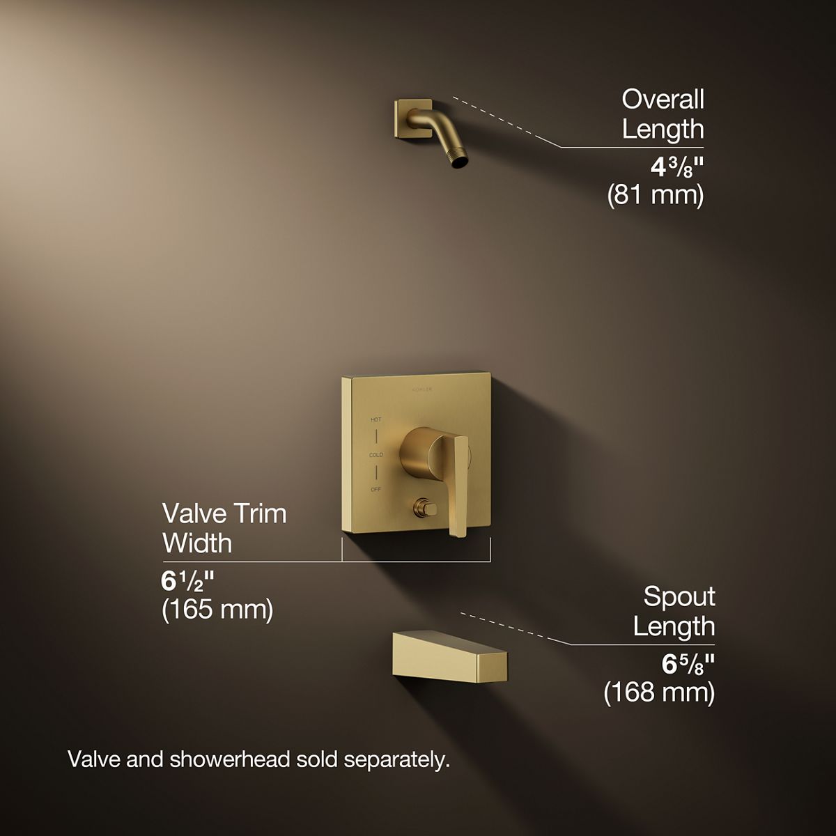 3/4 view of product with dimensions