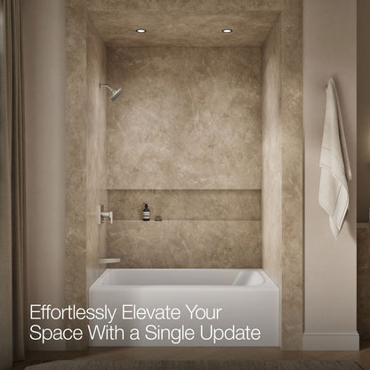 Up to 2 walls & multiple product categories visible, 1-point perspective