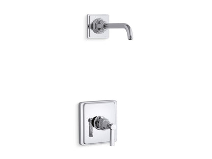 KOHLER K-TLS13134-4A Pinstripe Pure Rite-Temp shower trim kit with lever handle, without showerhead, polished chrome
