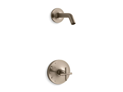 KOHLER K-TLS14422-3 Purist Rite-Temp Shower Trim Kit with Cross Handle, Without Showerhead, vibrant brushed bronze