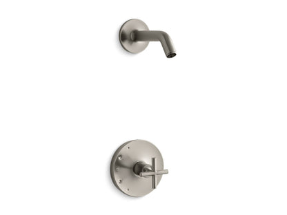 KOHLER K-TLS14422-3 Purist Rite-Temp Shower Trim Kit with Cross Handle, Without Showerhead, vibrant brushed nickel