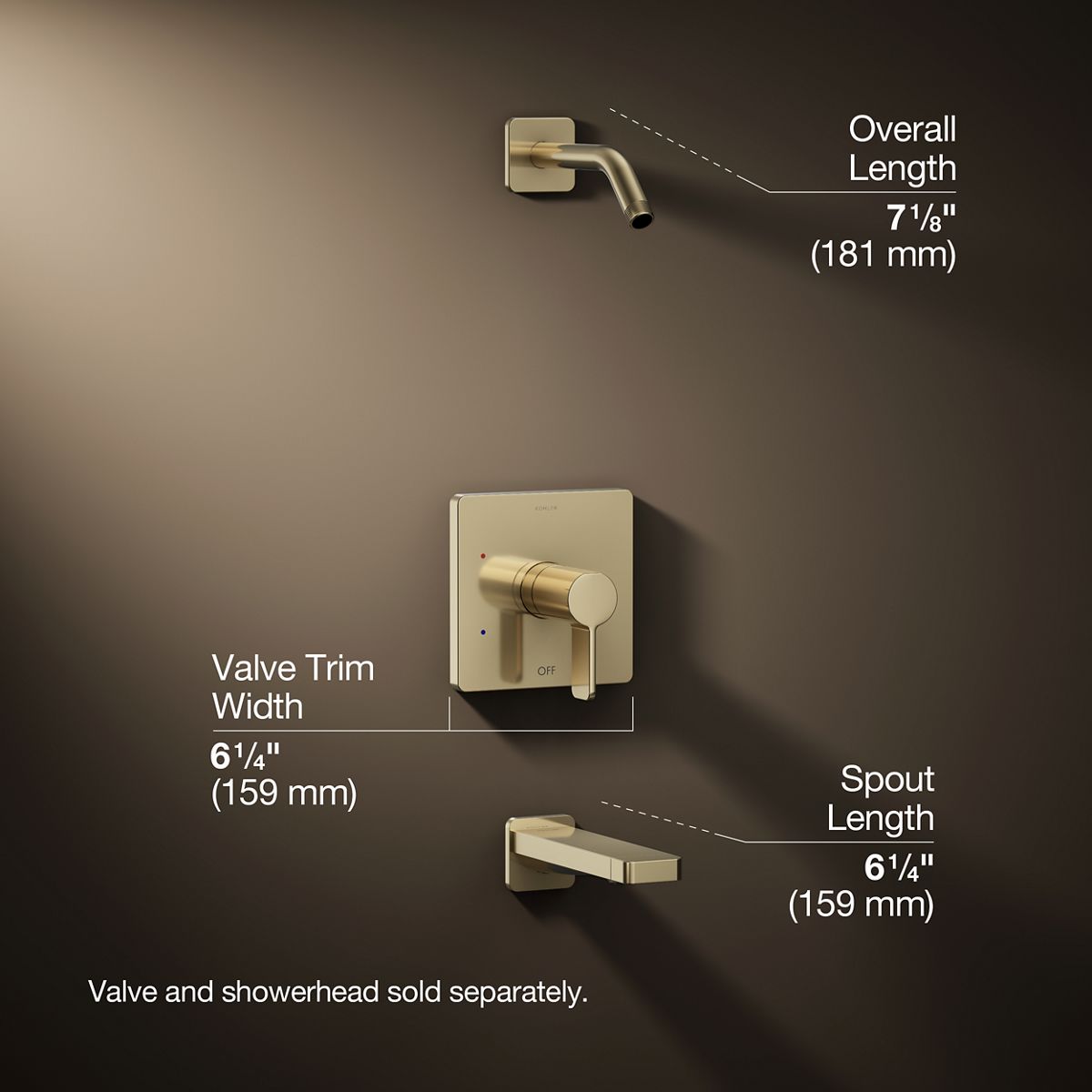 3/4 view of product with dimensions