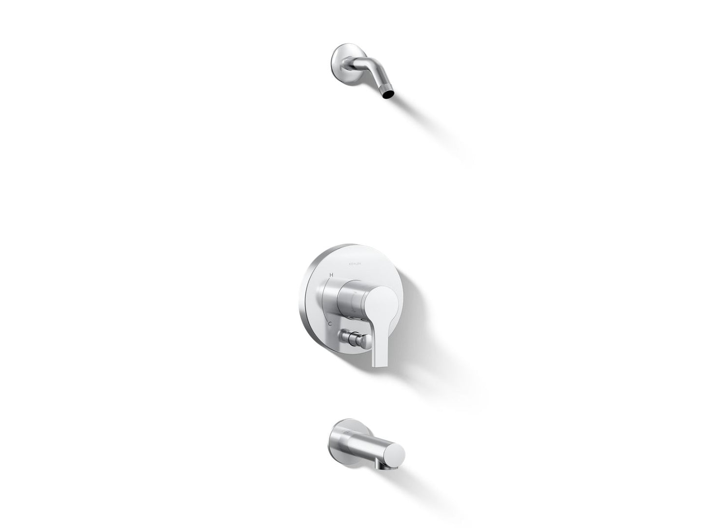 KOHLER Elate Rite-Temp bath and shower trim kit with push-button diverter, without showerhead