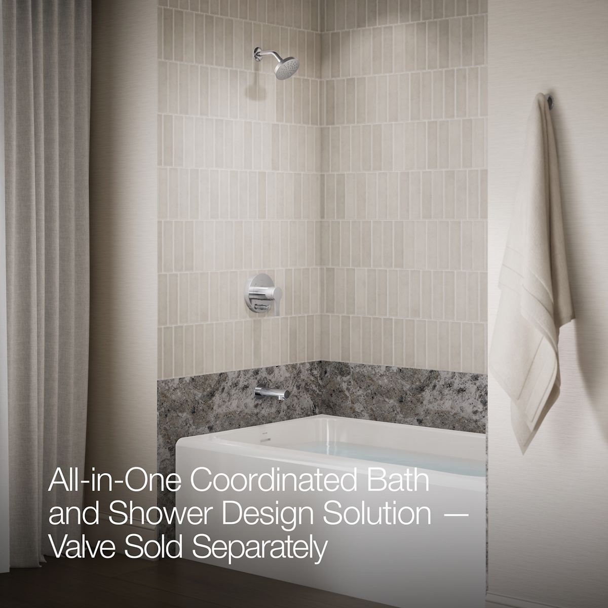 KOHLER Elate Rite-Temp bath and shower trim kit with push-button diverter, without showerhead