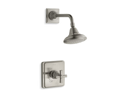 KOHLER K-TS13134-3A Pinstripe Pure Rite-Temp shower trim kit with cross handle, 2.5 gpm, vibrant brushed nickel