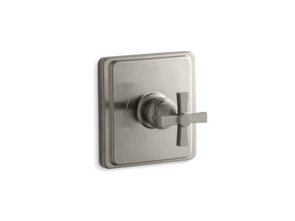 KOHLER K-TS13135-3A Pinstripe Pure Rite-Temp valve trim with cross handle, vibrant brushed nickel