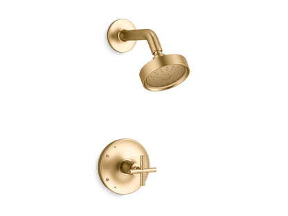 KOHLER K-TS14422-3G Purist Rite-Temp Shower Trim Kit with Cross Handle, 1.75 GPM, vibrant brushed moderne brass