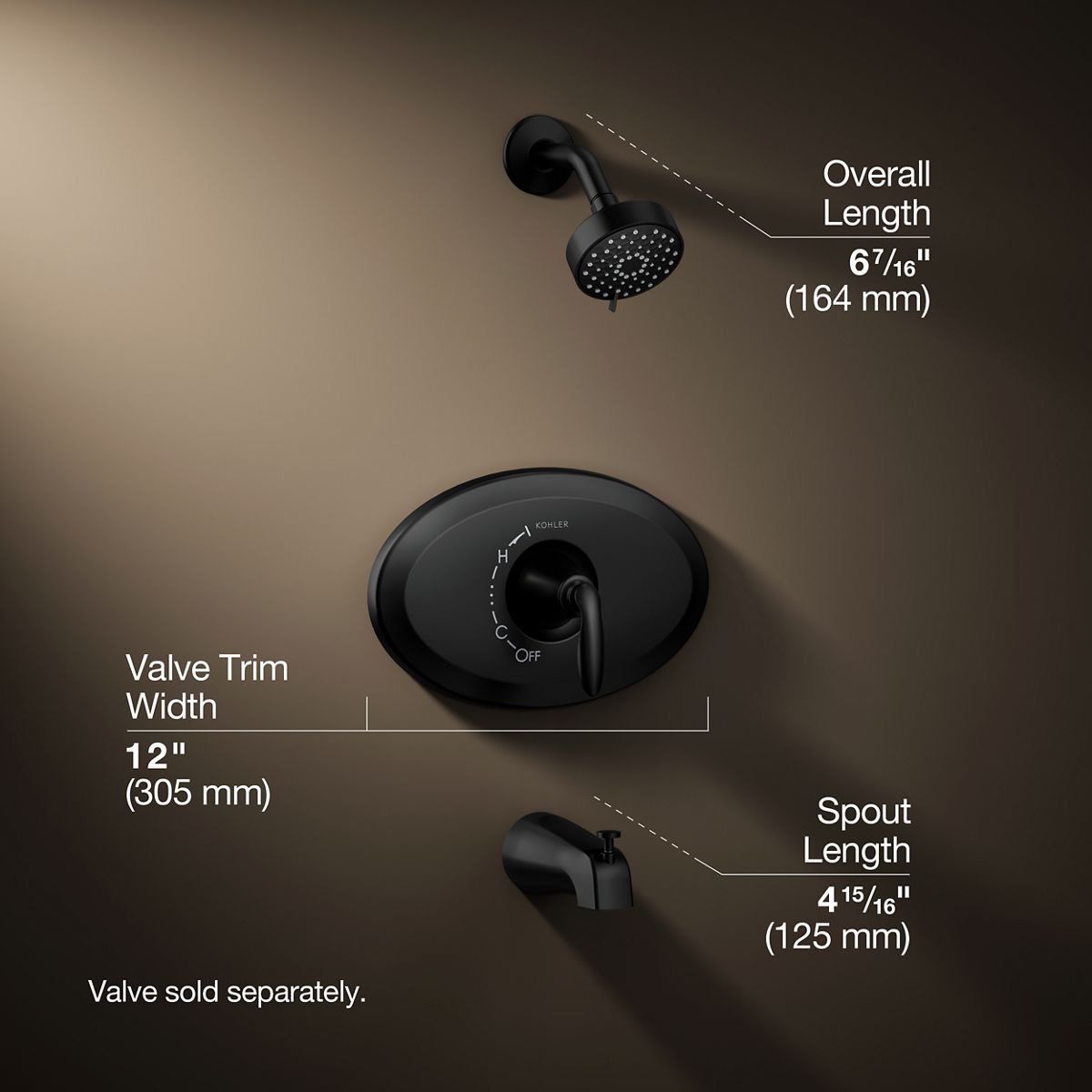 3/4 view of product with dimensions