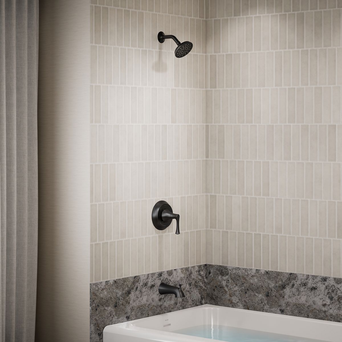 KOHLER K-TS35937-4Y Buckley Rite-Temp® Bath and Shower Trim Kit, 2.5 GPM, Matte Black - image focused on single product story