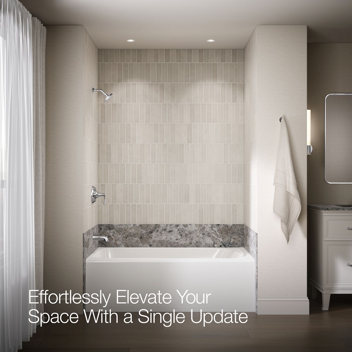 Up to 2 walls & multiple product categories visible, 1-point perspective
