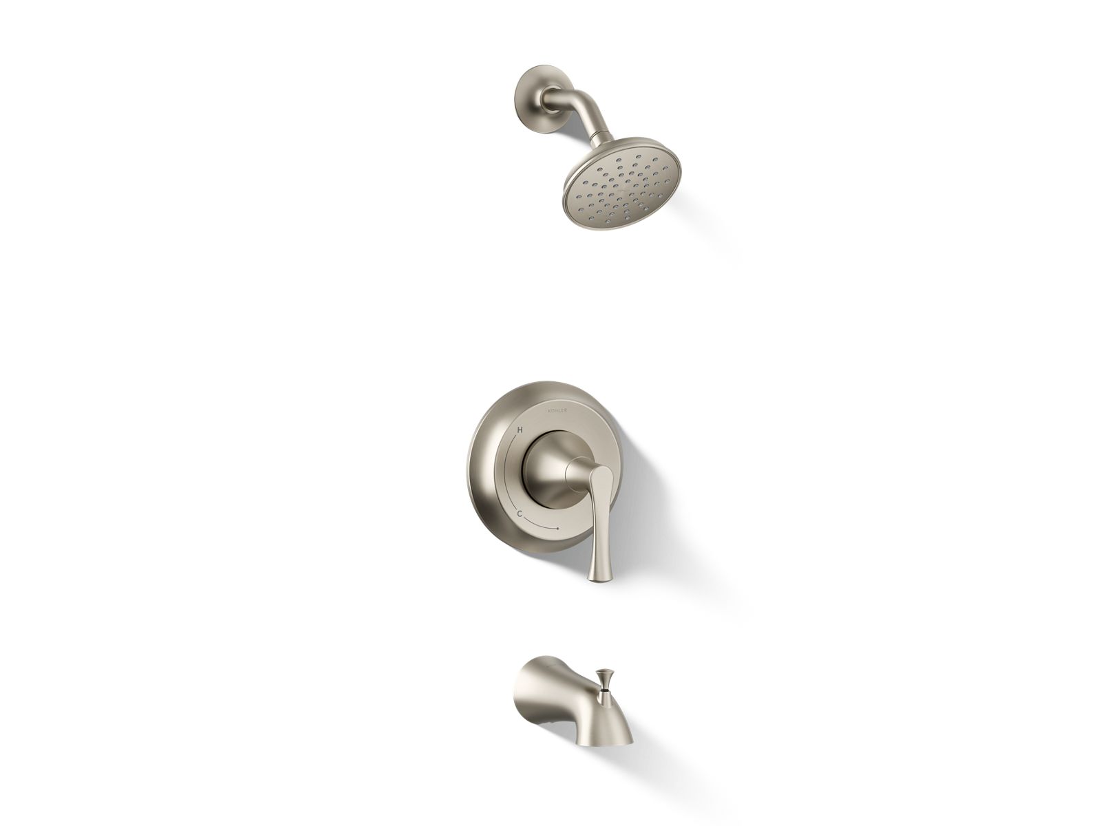 KOHLER K-TS35937-4Y Buckley Rite-Temp® Bath and Shower Trim Kit, 2.5 GPM, Vibrant Brushed Nickel - 3/4 view of product