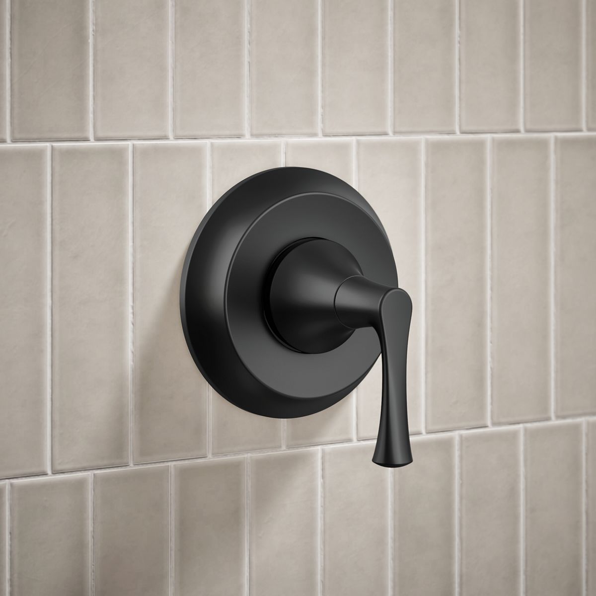 KOHLER K-TS35938-4Y Buckley Rite-Temp® Shower Trim Kit, 2.5 GPM, Matte Black - Shows close up detail of product in room