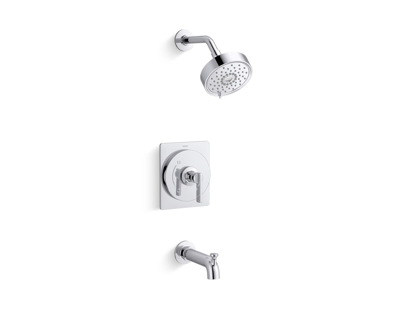 KOHLER K-TS38265-4Y Castia Rite-Temp® Bath and Shower Trim Kit, 2.5 GPM, Polished Chrome - 3/4 view of product