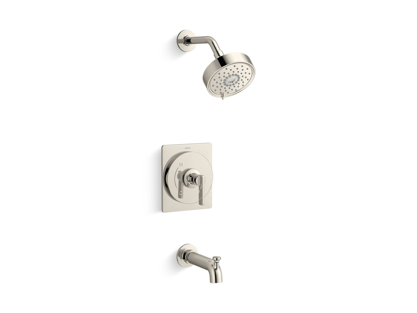 KOHLER K-TS38265-4Y Castia Rite-Temp® Bath and Shower Trim Kit, 2.5 GPM, Vibrant Polished Nickel - 3/4 view of product