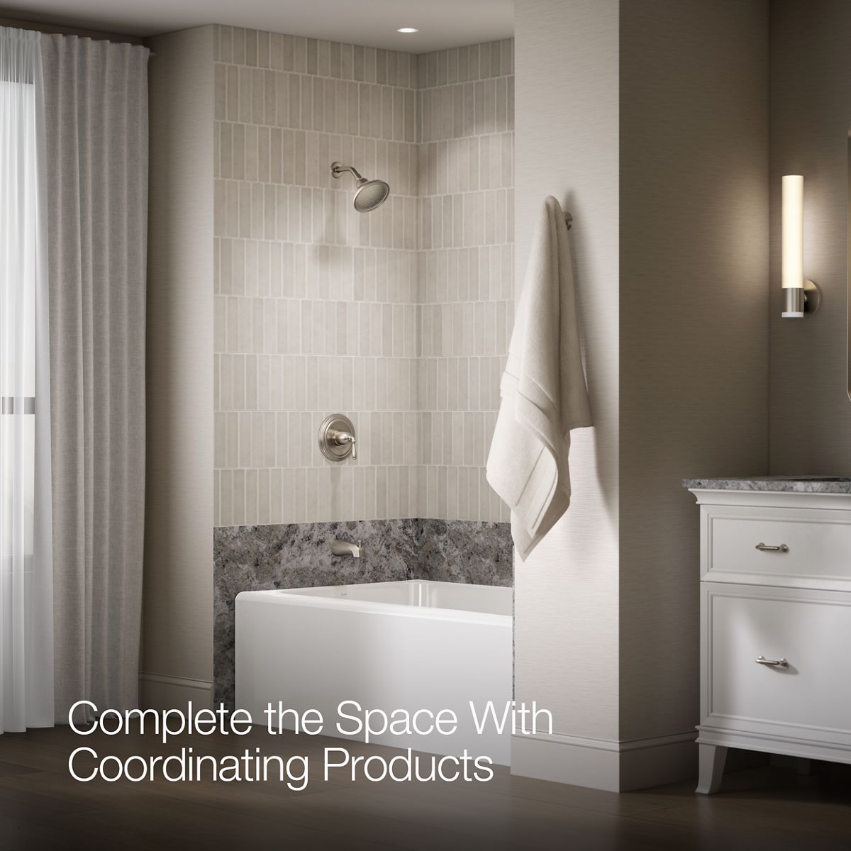 KOHLER K-TS395-4SG Devonshire Rite-Temp bath and shower trim kit, 1.75 gpm, slip-fit spout
