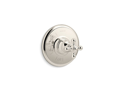 KOHLER K-TS72767-3 Artifacts Rite-Temp valve trim with cross handle, vibrant polished nickel