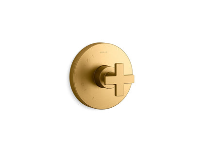 KOHLER K-TS73115-3 Composed Rite-Temp Valve Trim with Cross Handle, vibrant brushed moderne brass
