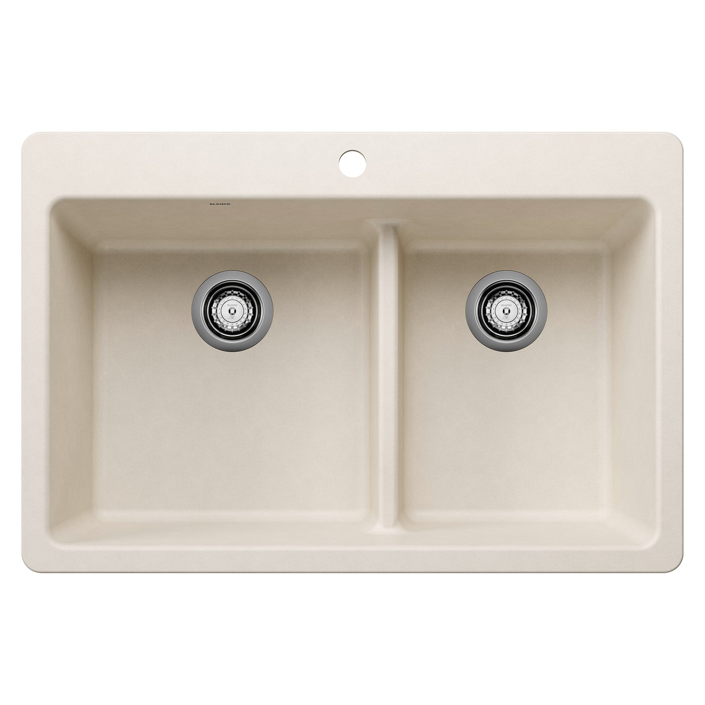 BLANCO Liven SILGRANIT 33" 60/40 Double Bowl Dual Mount Kitchen Sink with Low Divide - Soft White