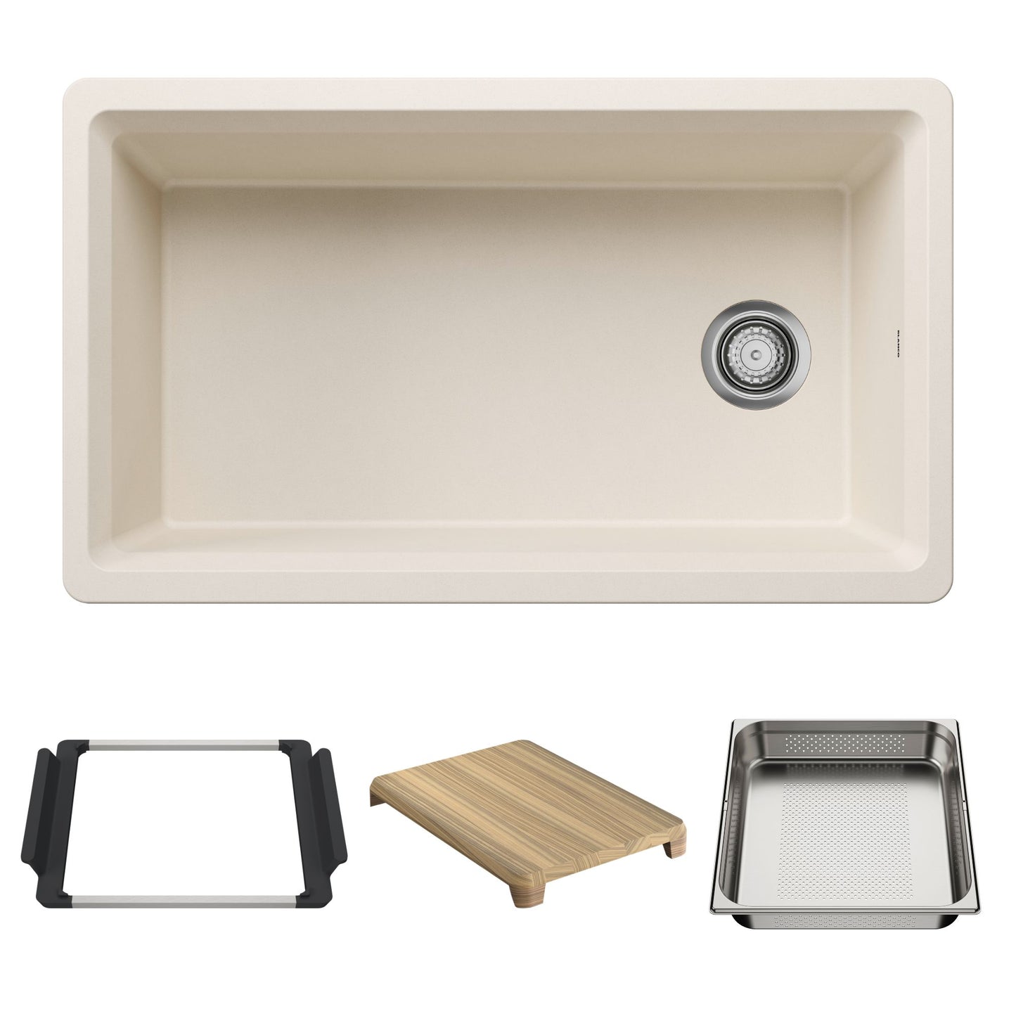 BLANCO Inteos SILGRANIT 33" Single Bowl Reversible Undermount Workstation Kitchen Sink - Soft White