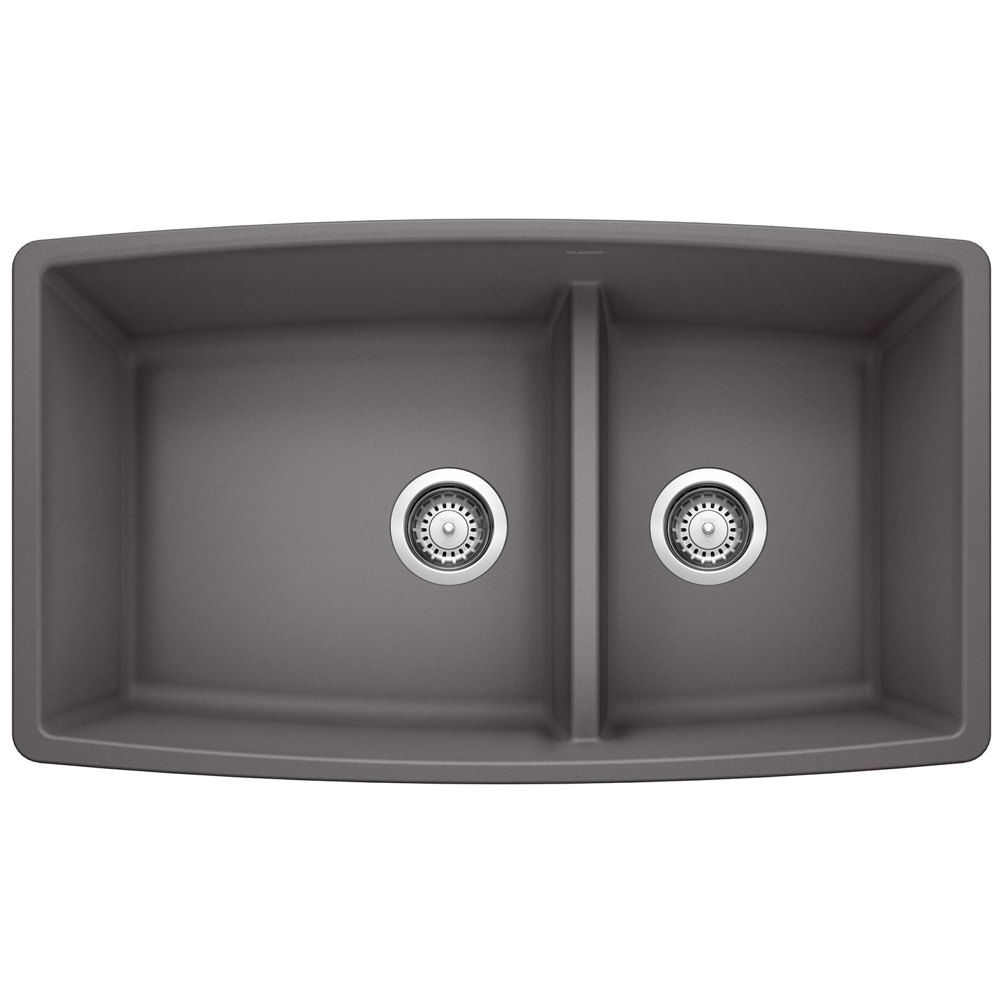 BLANCO 441474 Performa 1-3/4 Double Bowl Kitchen Sink with Low Divide - Cinder
