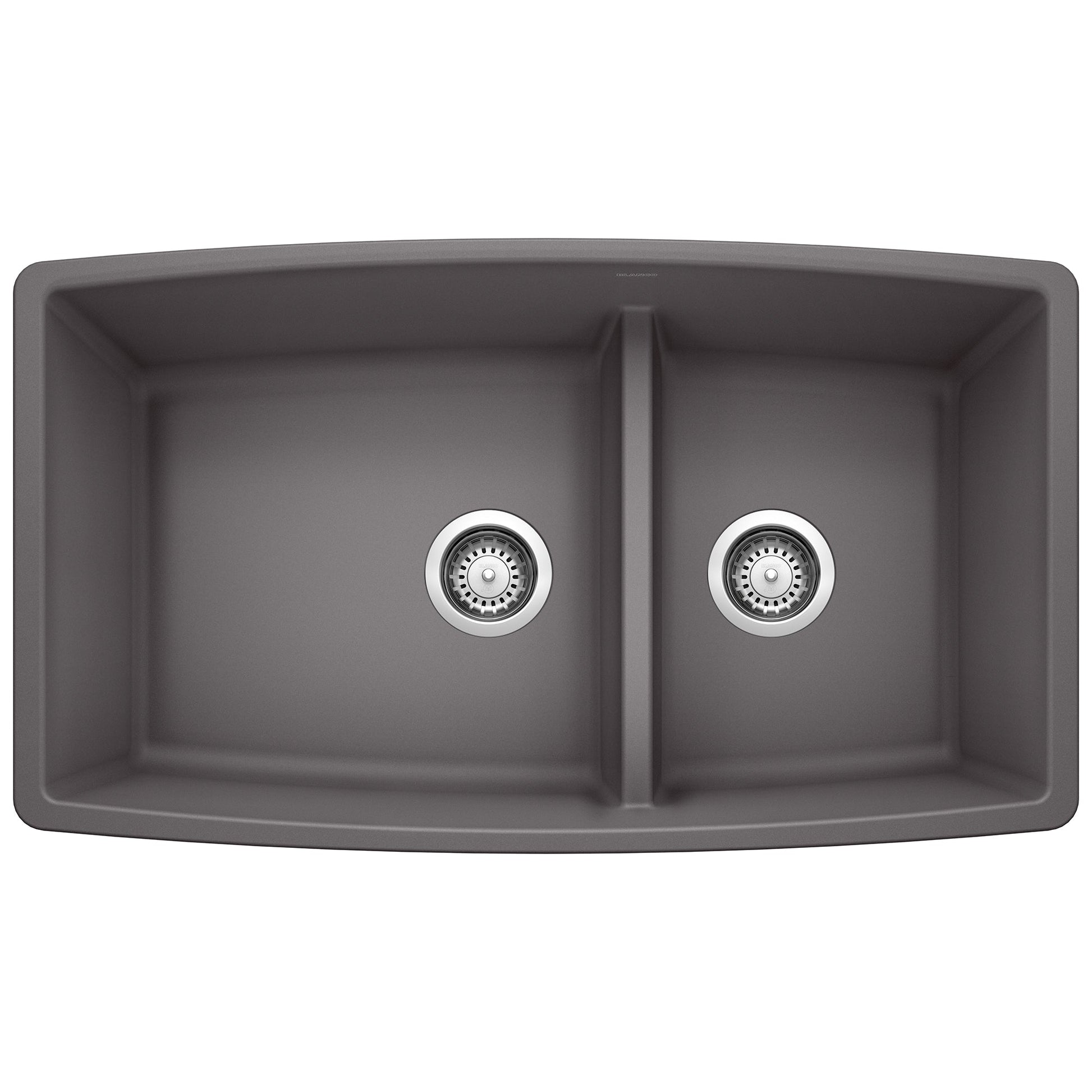 BLANCO 441474 Performa 1-3/4 Double Bowl Kitchen Sink with Low Divide - Cinder